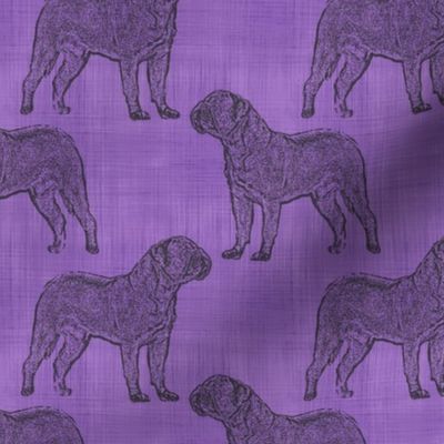 Dogue de Bordeaux stamp on linen - purple