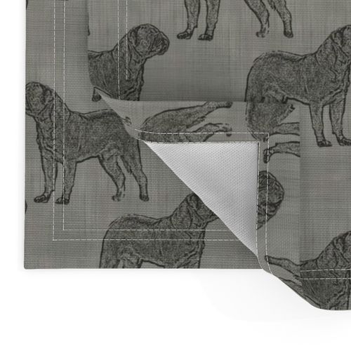 Dogue de Bordeaux stamp on linen - steel