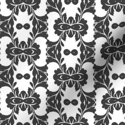 Floral Abstract in Dark Grey and White