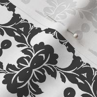 Floral Abstract in Dark Grey and White