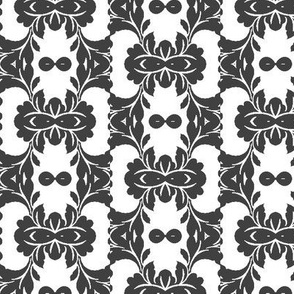 Floral Abstract in Dark Grey and White