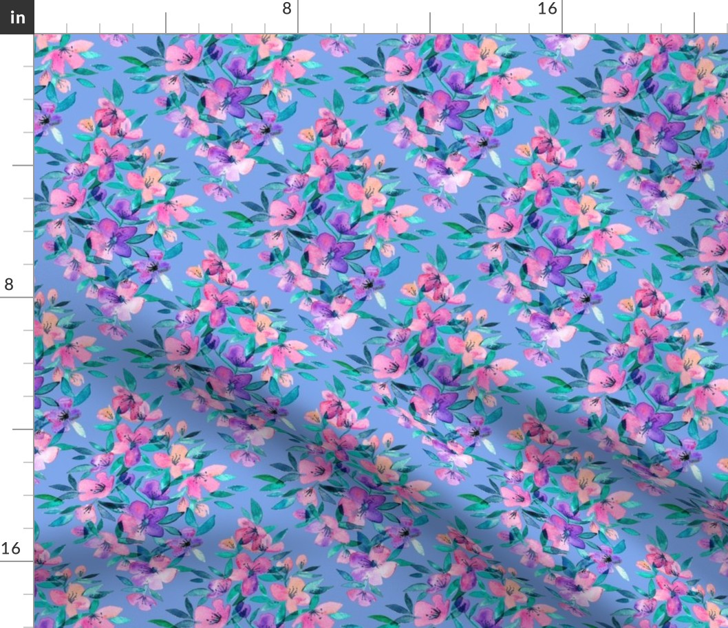 Diamond lattice watercolor floral - pink, purple, blue