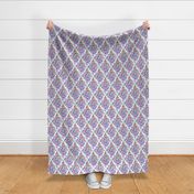 Diamond lattice watercolor floral - purple and peach