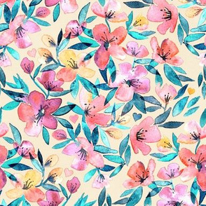 Peach Spring Floral in Watercolors