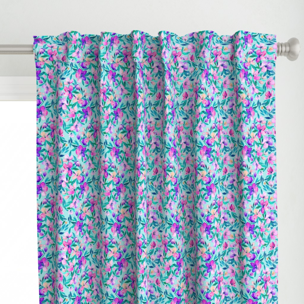   Light blue and purple spring floral - large