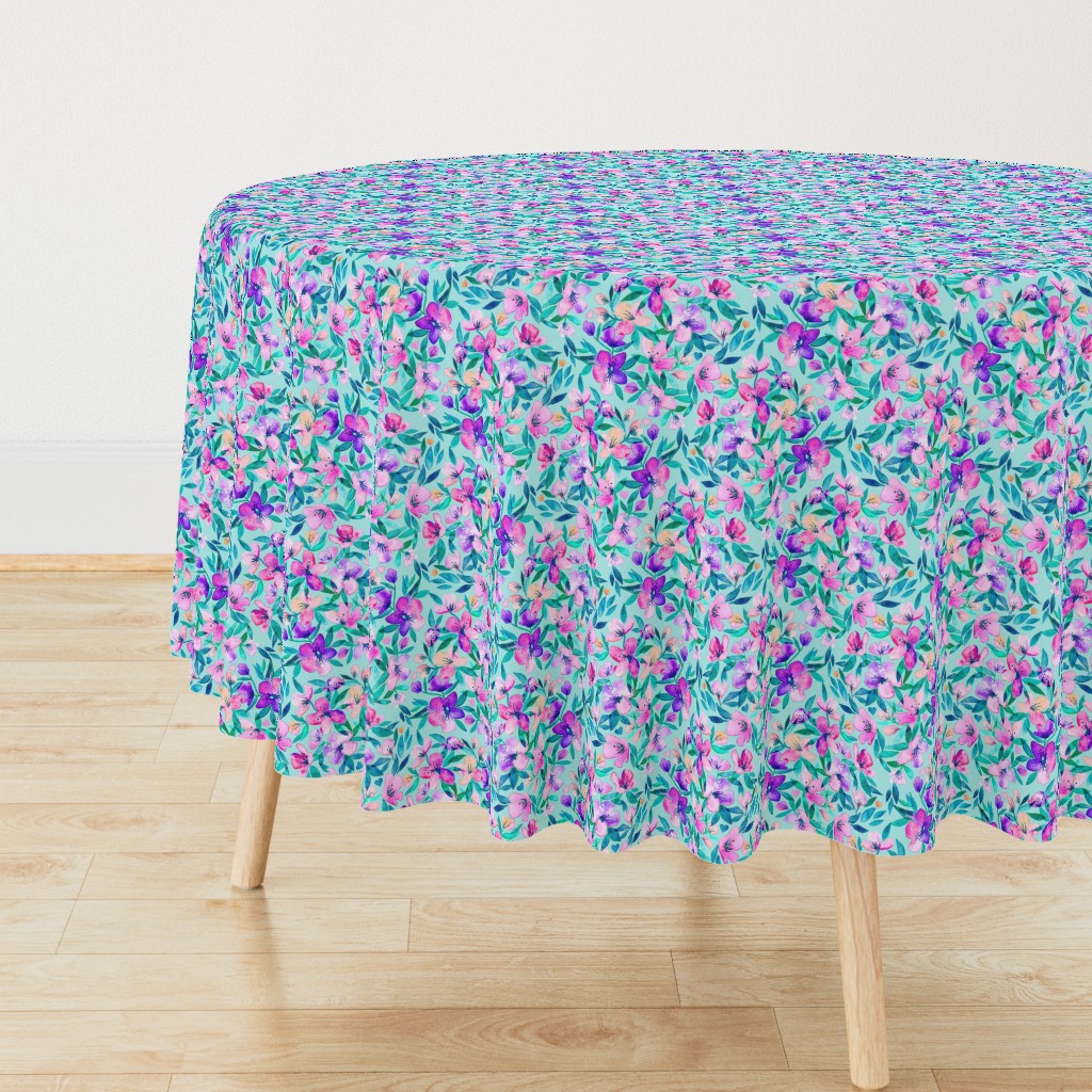   Light blue and purple spring floral - large