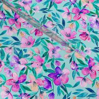   Light blue and purple spring floral - large