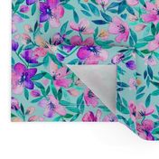   Light blue and purple spring floral - large