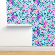   Light blue and purple spring floral - large