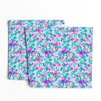   Light blue and purple spring floral - large