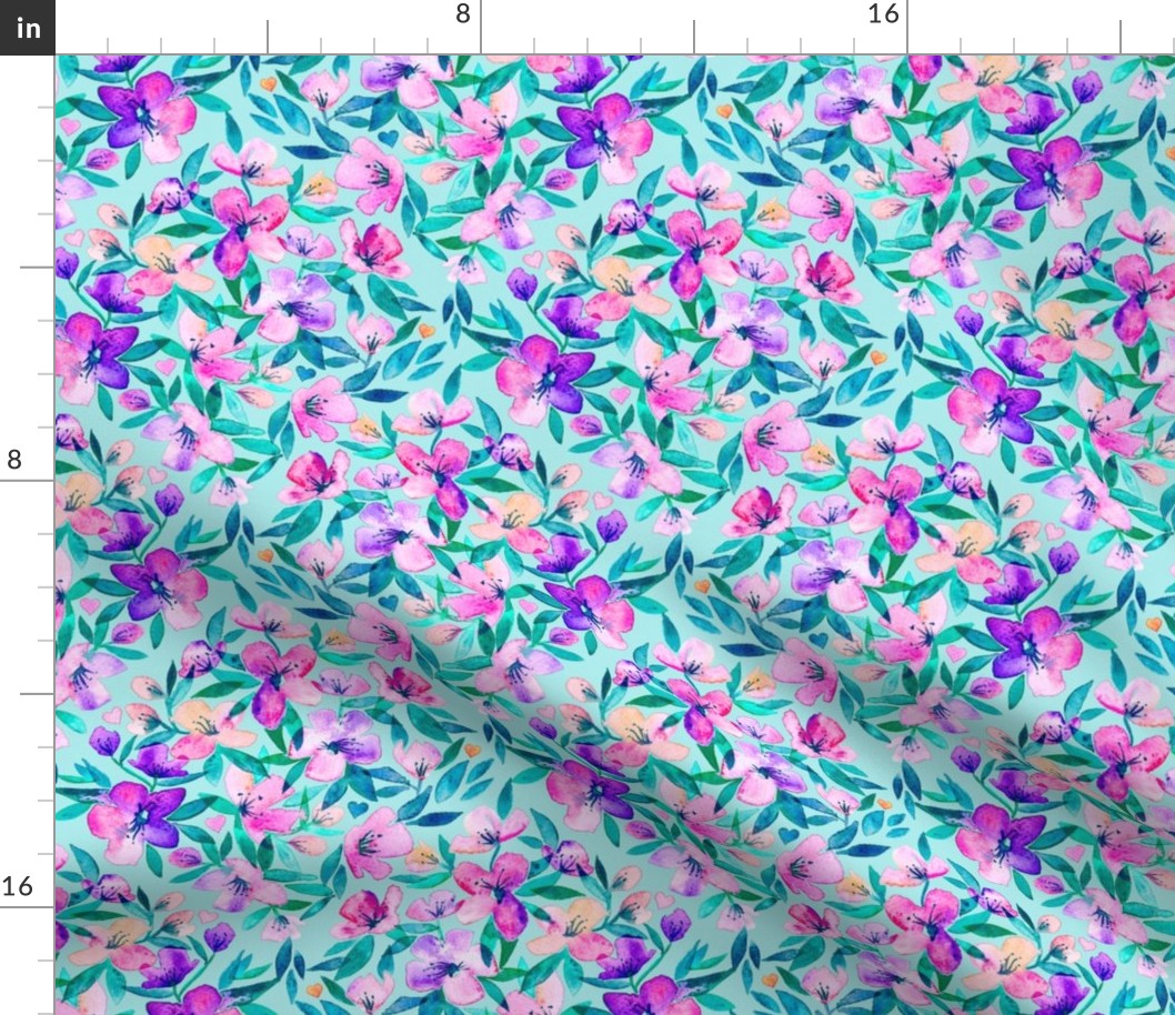   Light blue and purple spring floral - large