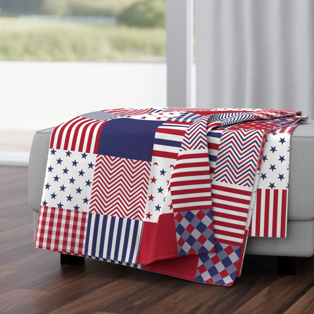 USA Americana Patchwork Red White & Tagesdecke | Spoonflower