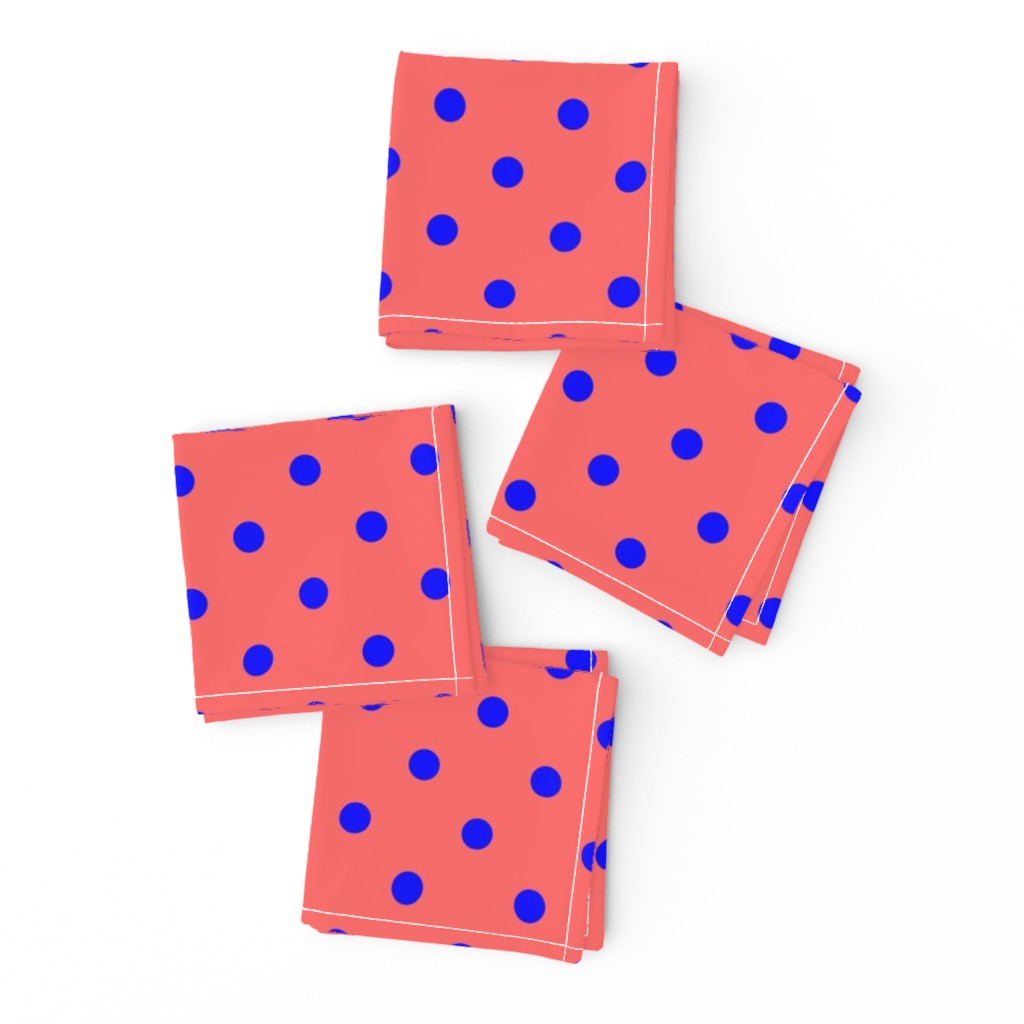 Royal Blue Polka Dots on Salmon