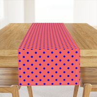 Royal Blue Polka Dots on Salmon