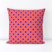 Royal Blue Polka Dots on Salmon