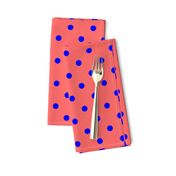 Royal Blue Polka Dots on Salmon