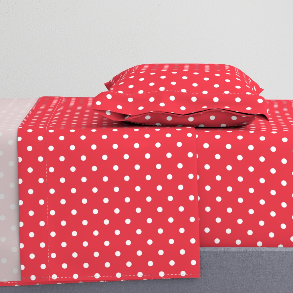 Coral and White Polka Dots