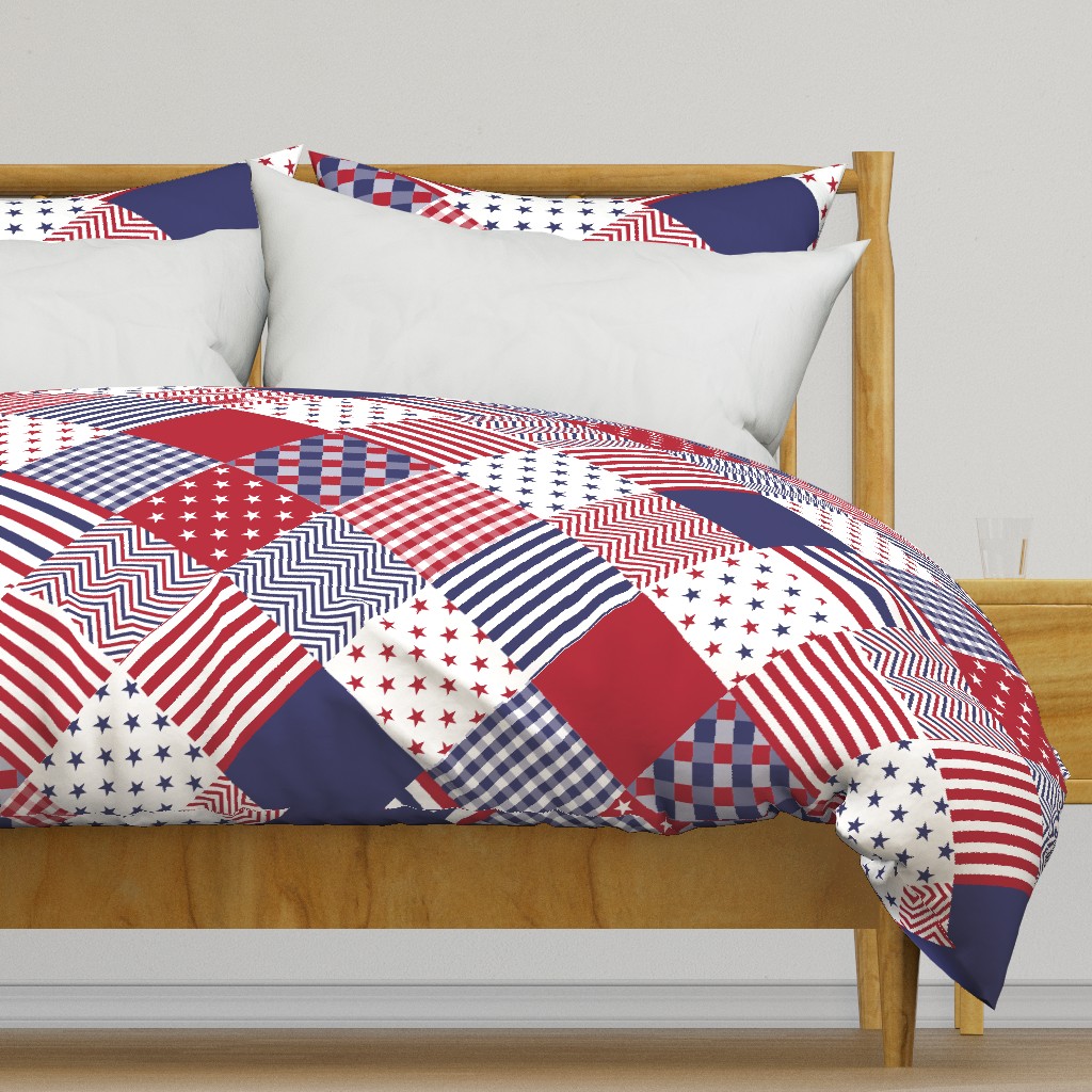 USA Americana Patchwork Red White & Blue Quilt Patterns