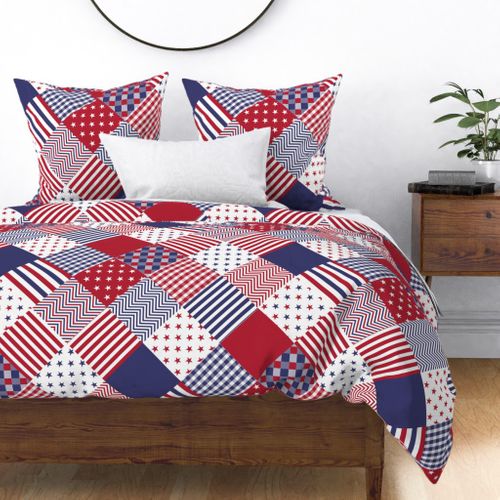Usa Americana Patchwork Red White Blue Spoonflower