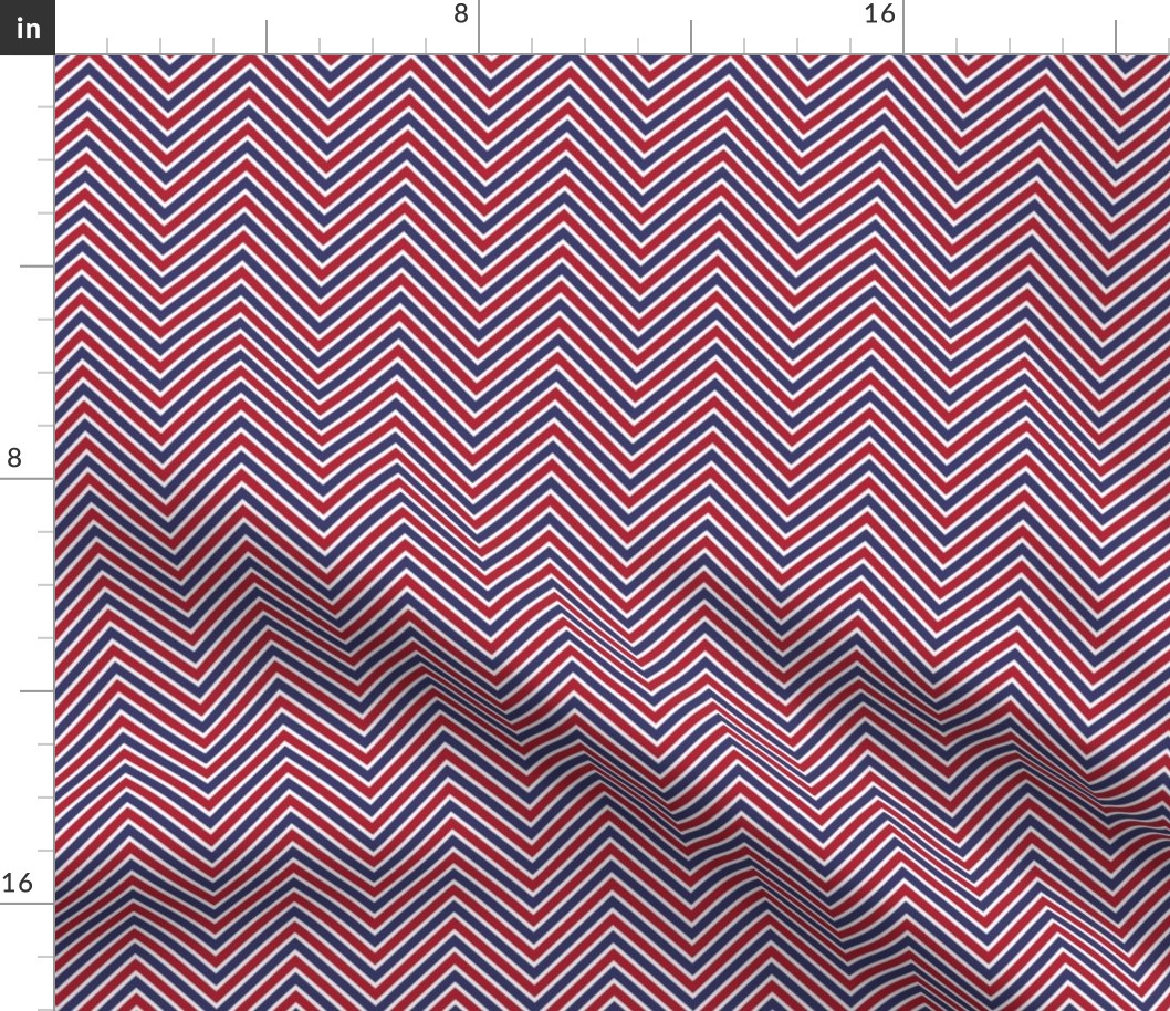 USA Flag Red, White Blue Wavy ZigZag Fabric | Spoonflower