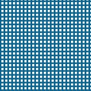 Medium Blue and White Checks Woven Plaid Print, Checkered Pattern (small scale)