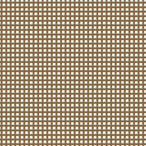 Medium Brown and Tan Checks Woven Plaid Print, Checkered Pattern (small scale)