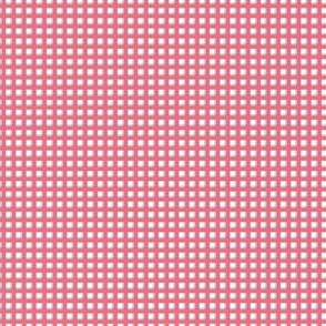 Medium Pink and White Checks Woven Plaid Print, Checkered Pattern (small scale)