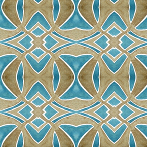 Dusty Brown and Lake Blue Watercolor Pattern