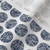 Navy tweedy linen weave polka dots on white by Su_G_©SuSchaefer