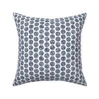 Navy tweedy linen weave polka dots on white by Su_G_©SuSchaefer