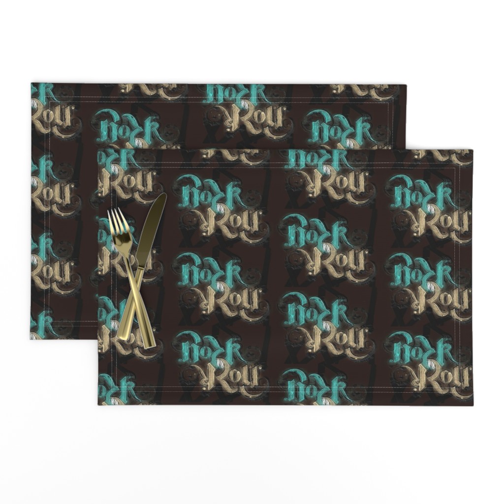 Rock 'N' Roll Ambigram - Turquoise/Stone