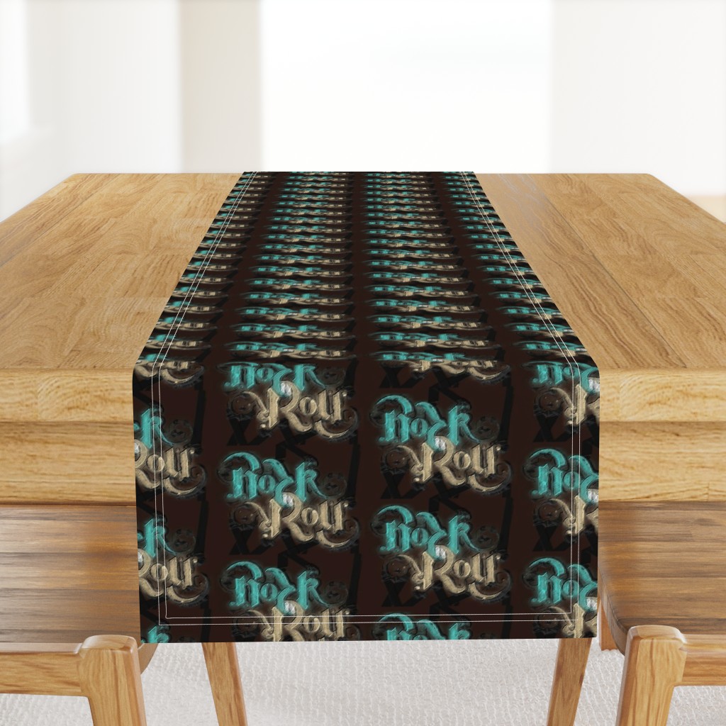 Rock 'N' Roll Ambigram - Turquoise/Stone