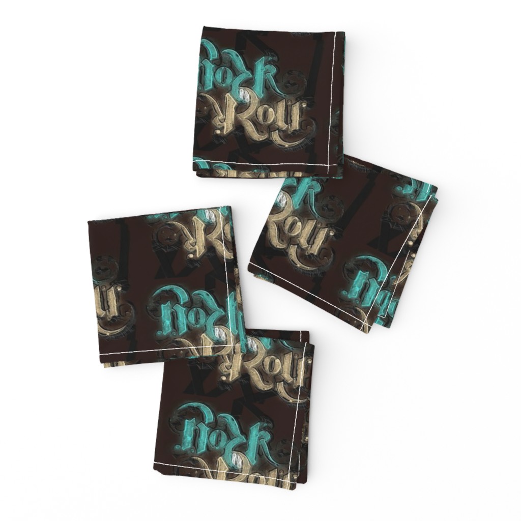 Rock 'N' Roll Ambigram - Turquoise/Stone