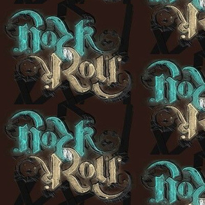 Rock 'N' Roll Ambigram - Turquoise/Stone