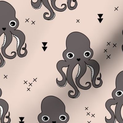 Adorable octopus squid fish geometric ocean theme under water deep sea paradise gender neutral