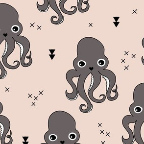 Adorable octopus squid fish geometric ocean theme under water deep sea paradise gender neutral