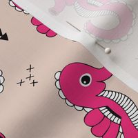 Sea horse baby geometric ocean sea life illustration design pink for girls