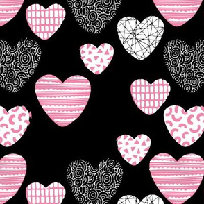Big love geometric hearts valentine and wedding theme for romantic lovers black pink