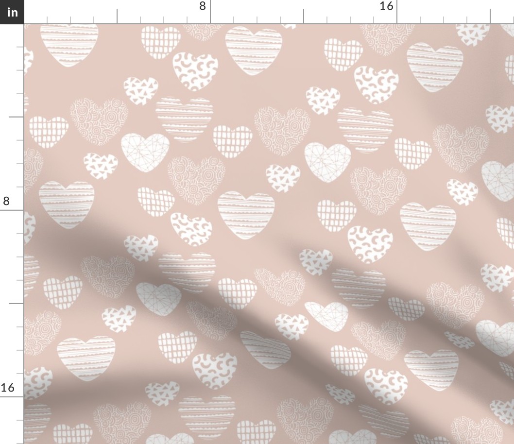 Big love geometric hearts valentine and wedding theme for romantic lovers gender neutral soft beige