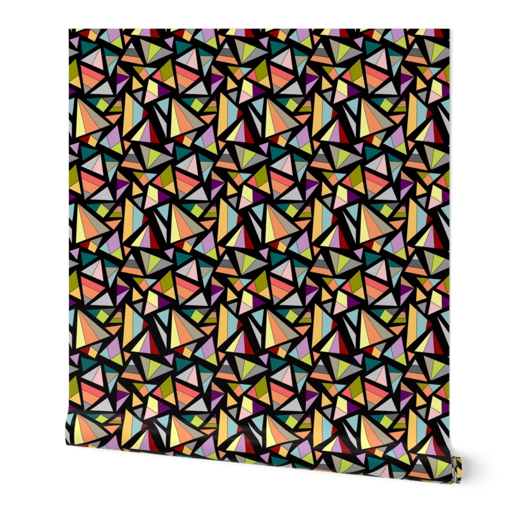 triangles in multicolor on black background