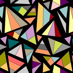 triangles in multicolor on black background