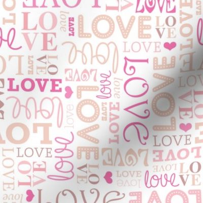 Sweet love text design romantic valentine typography print in white pink and red