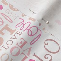 Sweet love text design romantic valentine typography print in white pink and red