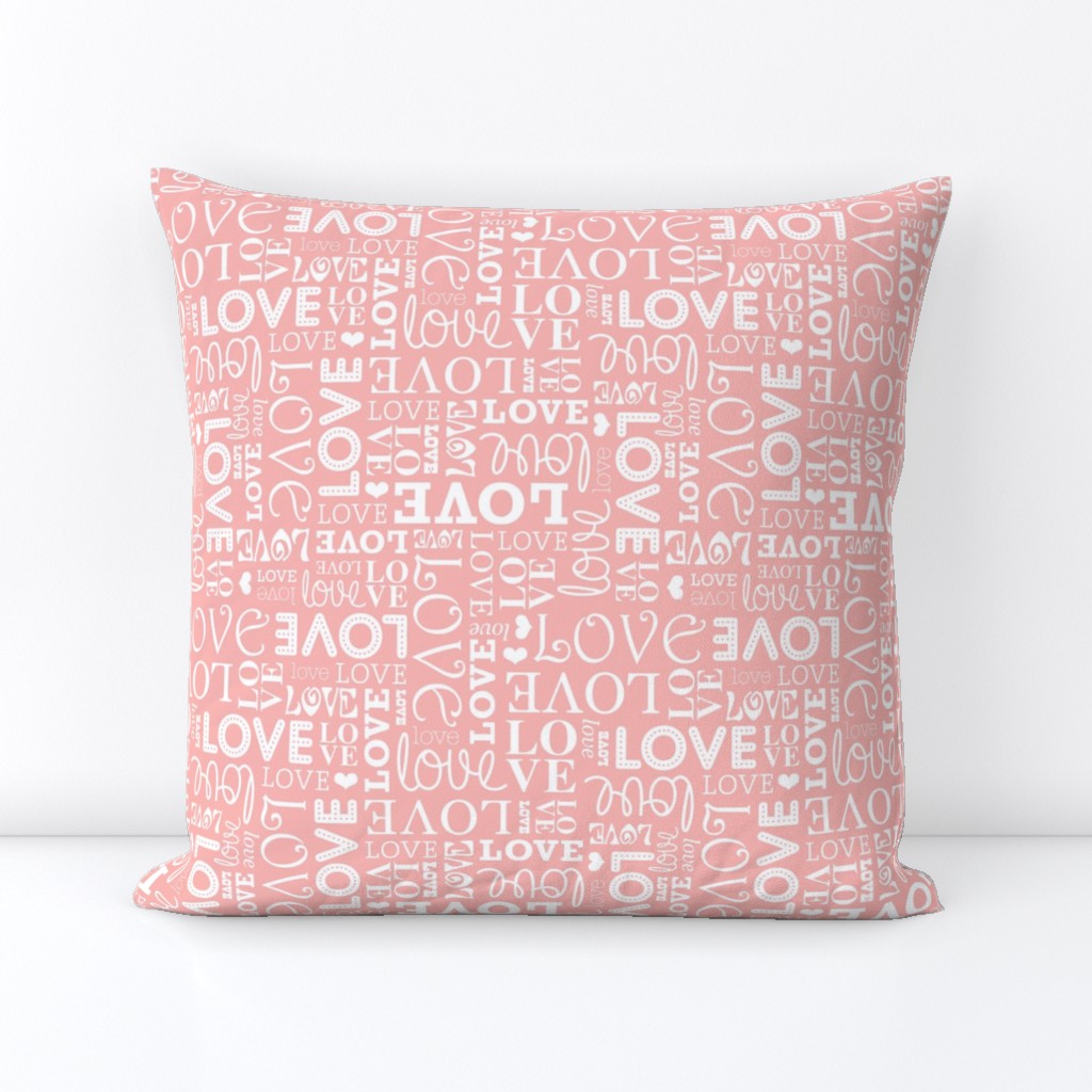 Sweet love text design romantic valentine typography print in white and soft pink