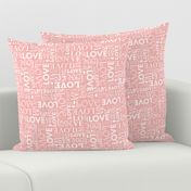 Sweet love text design romantic valentine typography print in white and soft pink