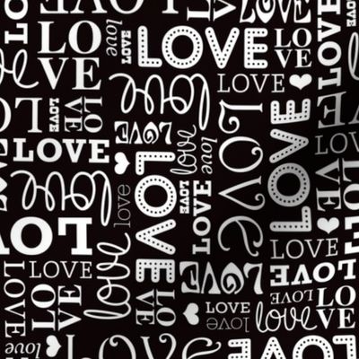Sweet love text design romantic valentine typography print in black and white gender neutral