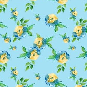 Blue Roses Light Blue - Floral Print