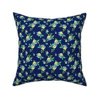 Blue Roses Dark Blue - Floral Print