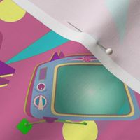 Retro television in purple and green