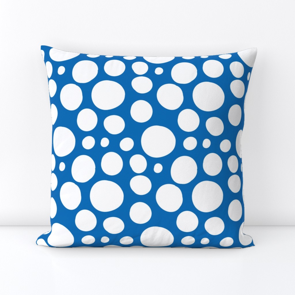 Cute Hand Drawn Poka Dot Circles BLUE and WHITE